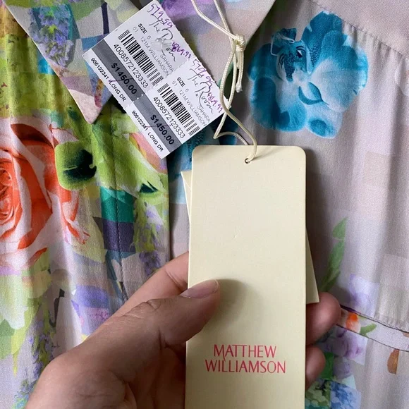 NWT MATTHEW WILLIAMSON SILK MAXI DRESS - Picture 8 of 9